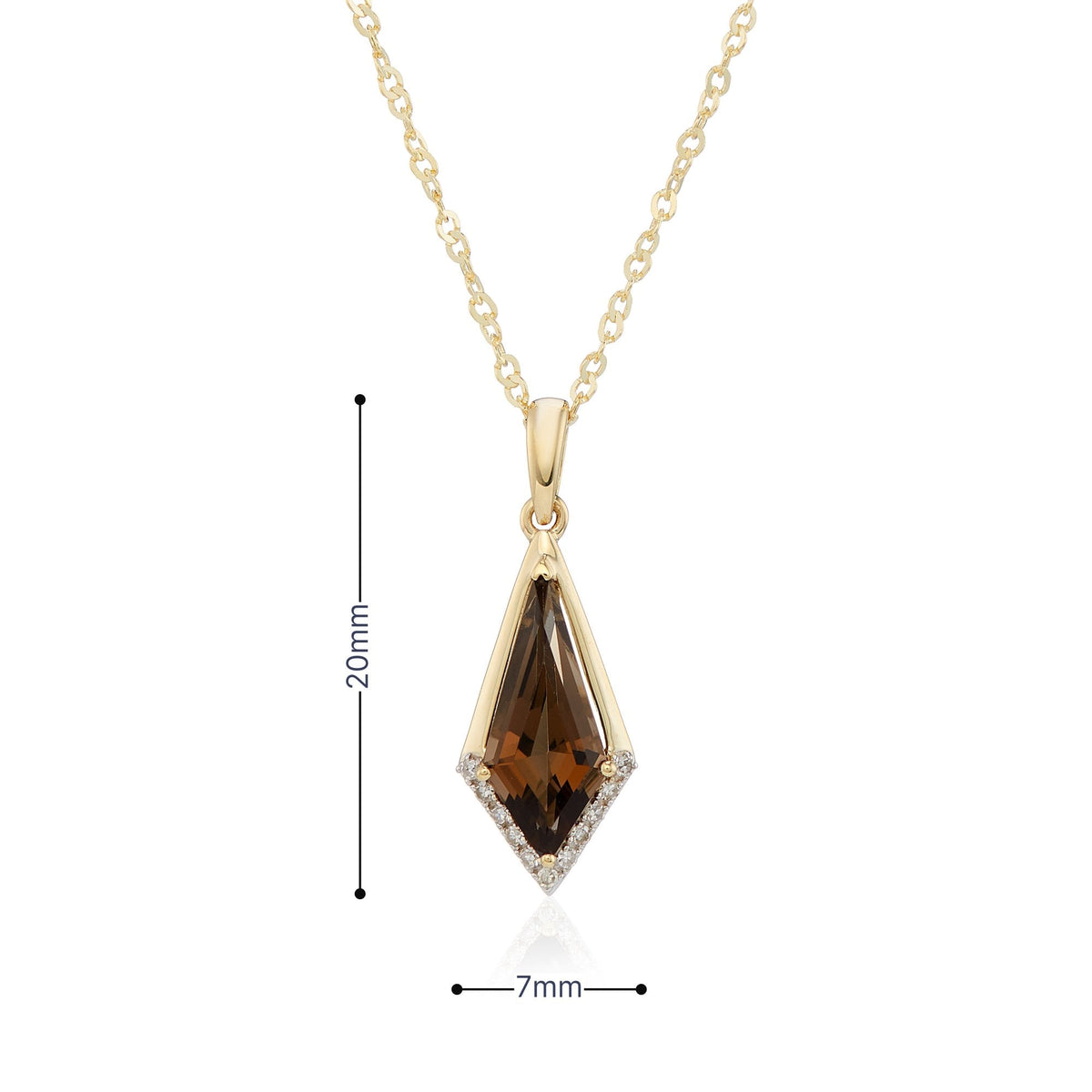 9ct Yellow Gold Smoky Quartz & Diamond Pendant & Necklace