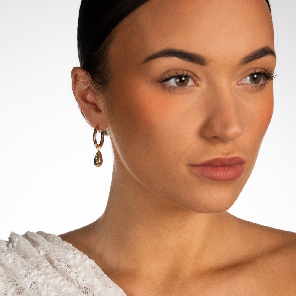 9ct Yellow Gold Hoop Bomb Earrings - 8x38x21mm - 2.3g