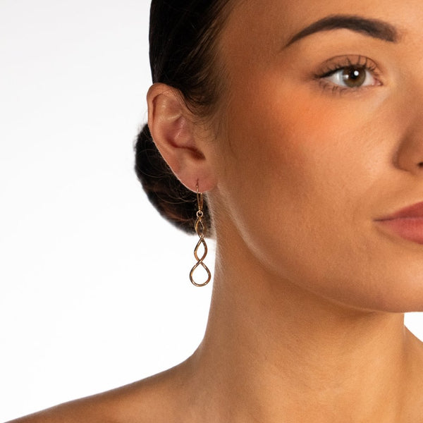 9ct Yellow Gold Twist Tube Drop Earrings - 12x38x12mm - 1.4g