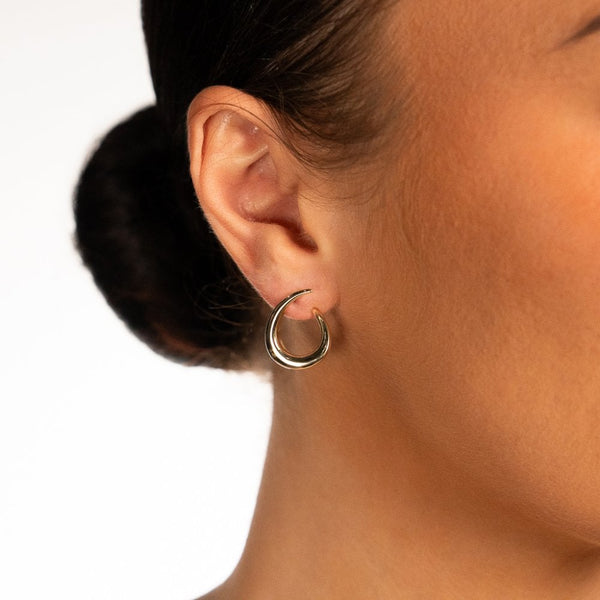 9ct Yellow Gold Swirl Stud Earrings - 21x16mm - 2.4g