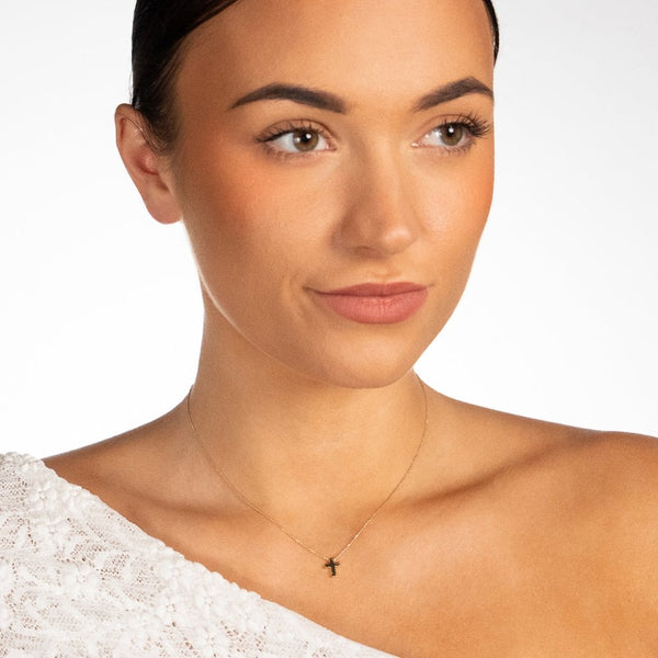 9ct Yellow Gold Plain Cross Pendant & Necklace - 16/18" - 1.7g