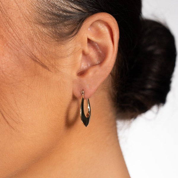 9ct Yellow Gold Plain Hoop Earrings - 20x25mm - 1.8g