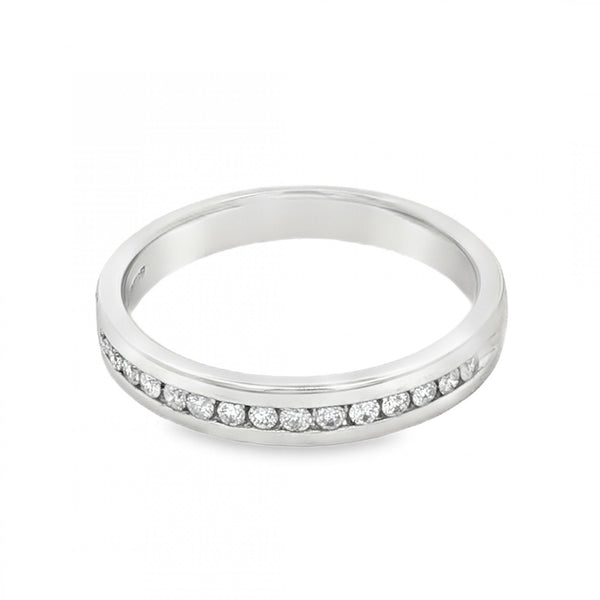 18ct White Gold Diamond Half-Eternity Ring - Size M - 0.15ct