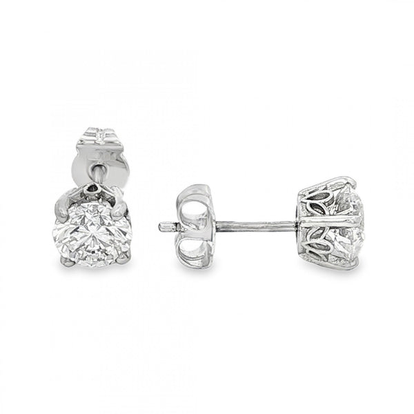 950 Platinum Diamond Stud Earrings - 6x6mm - 2.02ct