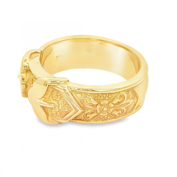 9ct Yellow Gold Heavy Buckle Ring - Size Z+1 - 11mm