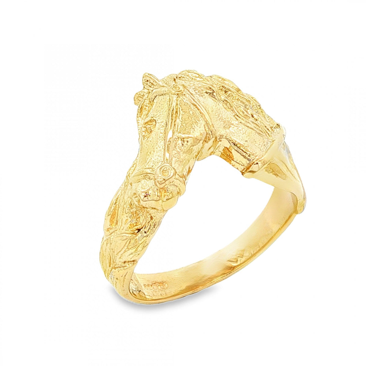 9ct Yellow Gold Horse Head Ring - Size V - 17mm