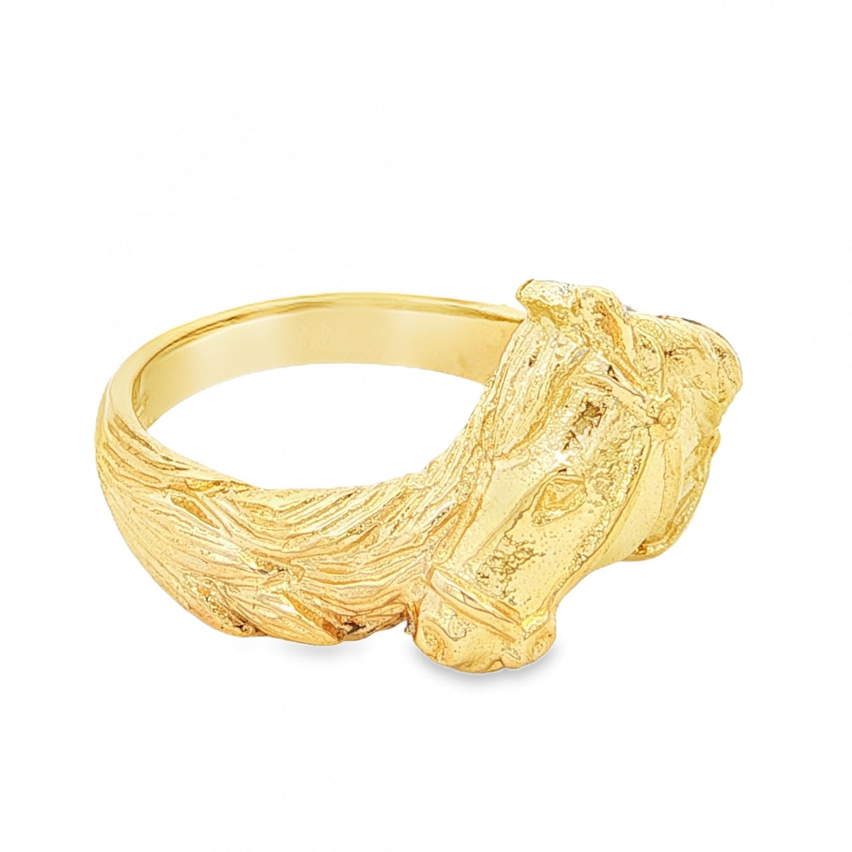 9ct Yellow Gold Horse Head Ring - Size V - 17mm