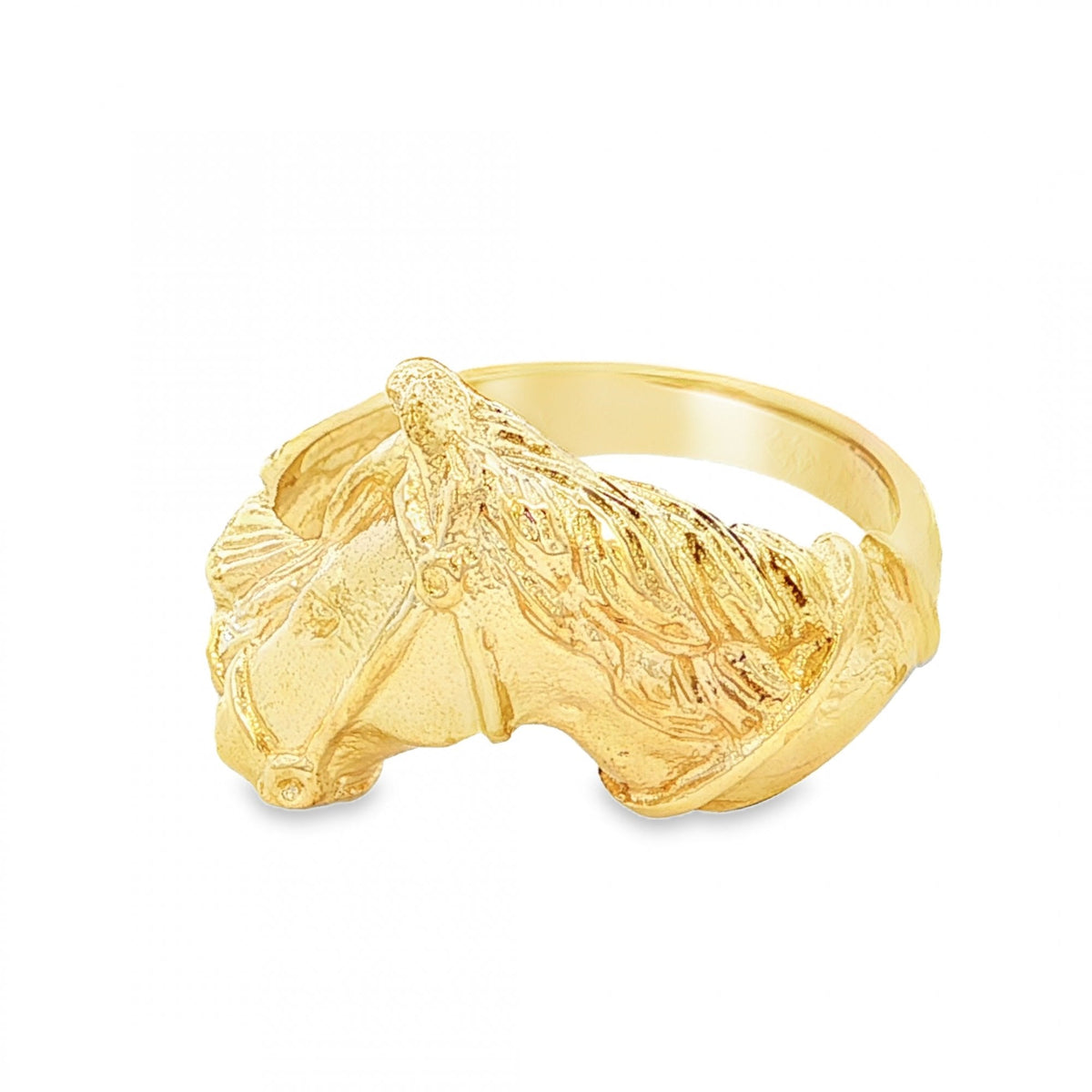9ct Yellow Gold Horse Head Ring - Size V - 17mm