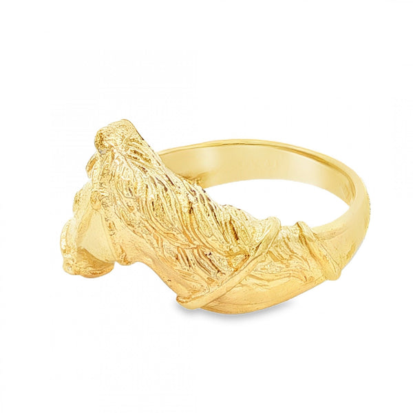 9ct Yellow Gold Horse Head Ring - Size V - 17mm
