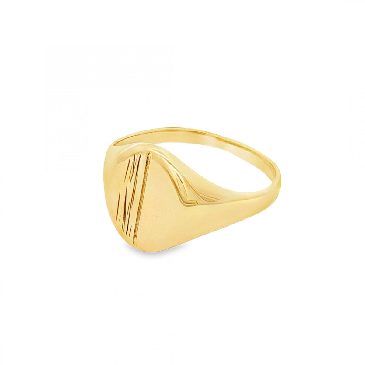 9ct Yellow Gold Bark-Engraved Oval Signet Ring - Size T - 13mm