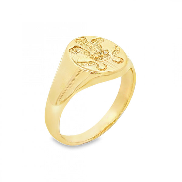 9ct Yellow Gold Prince of Wales Signet Ring - Size T½ - 13mm