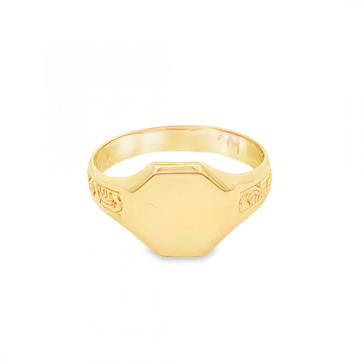 9ct Yellow Gold Octagon Signet Ring - Size S - 11mm