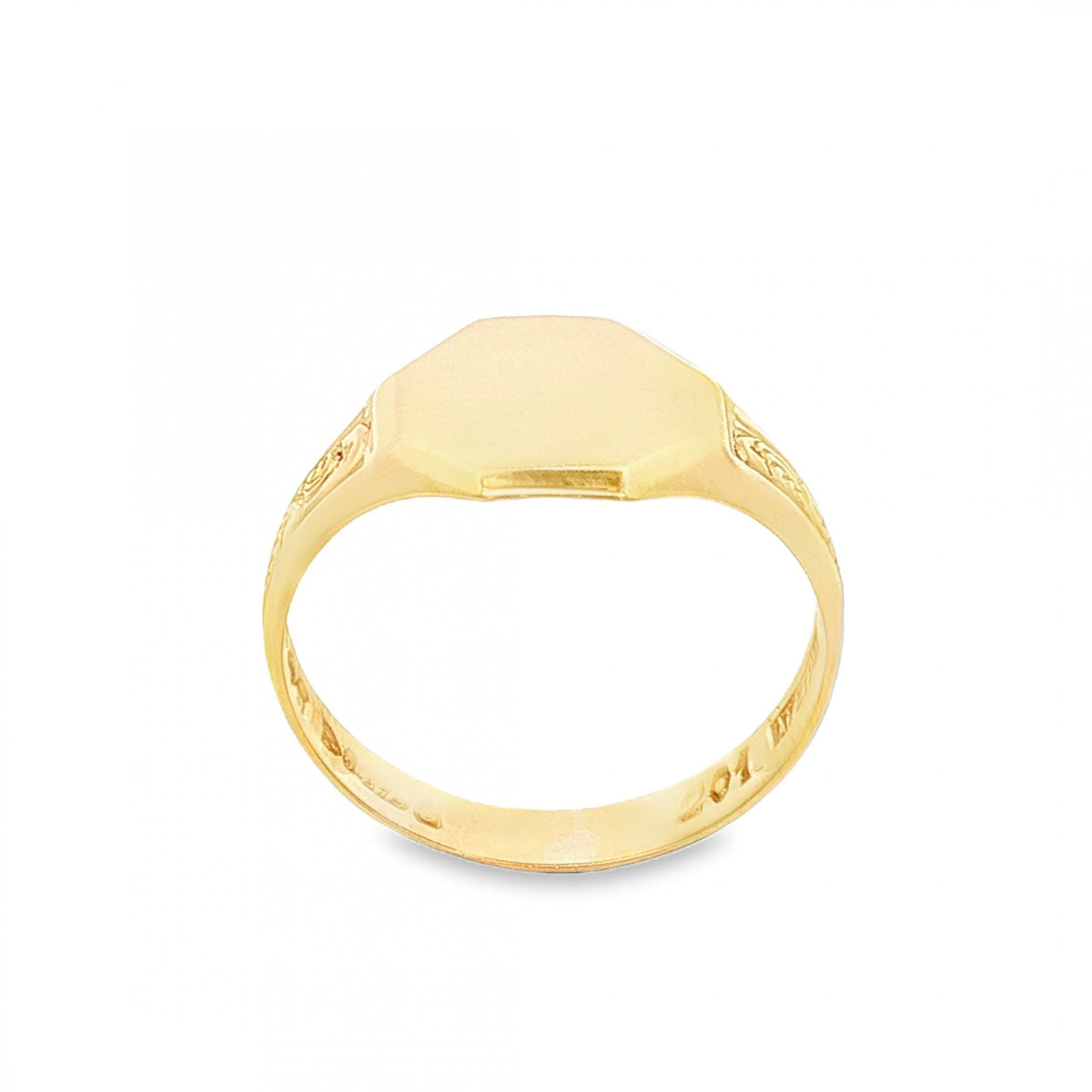 9ct Yellow Gold Octagon Signet Ring - Size S - 11mm