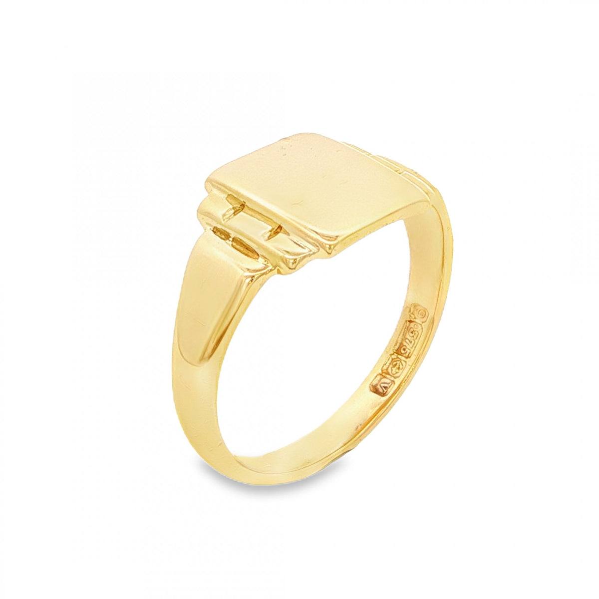 9ct Yellow Gold Rectangular Signet Ring - Size T - 11mm