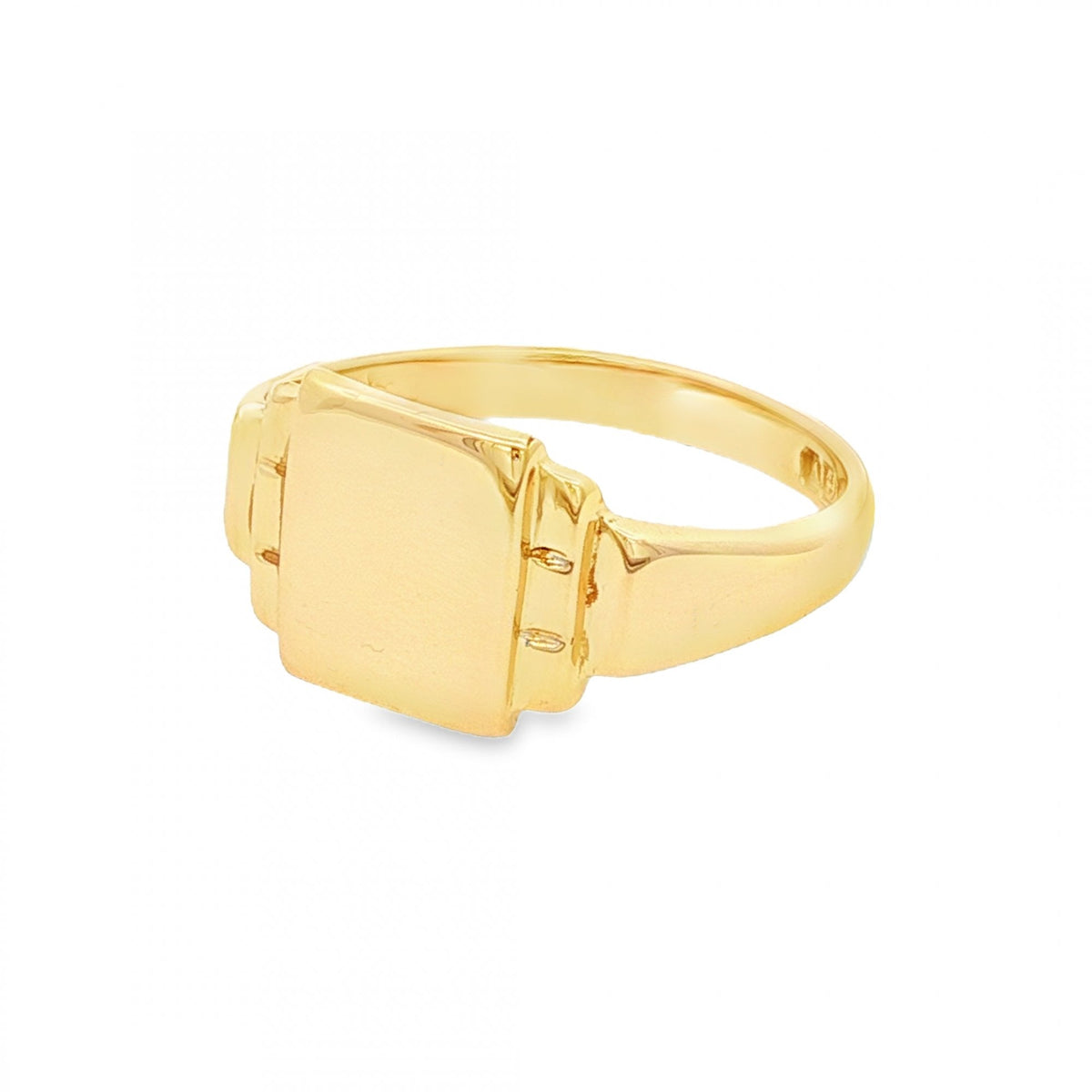 9ct Yellow Gold Rectangular Signet Ring - Size T - 11mm