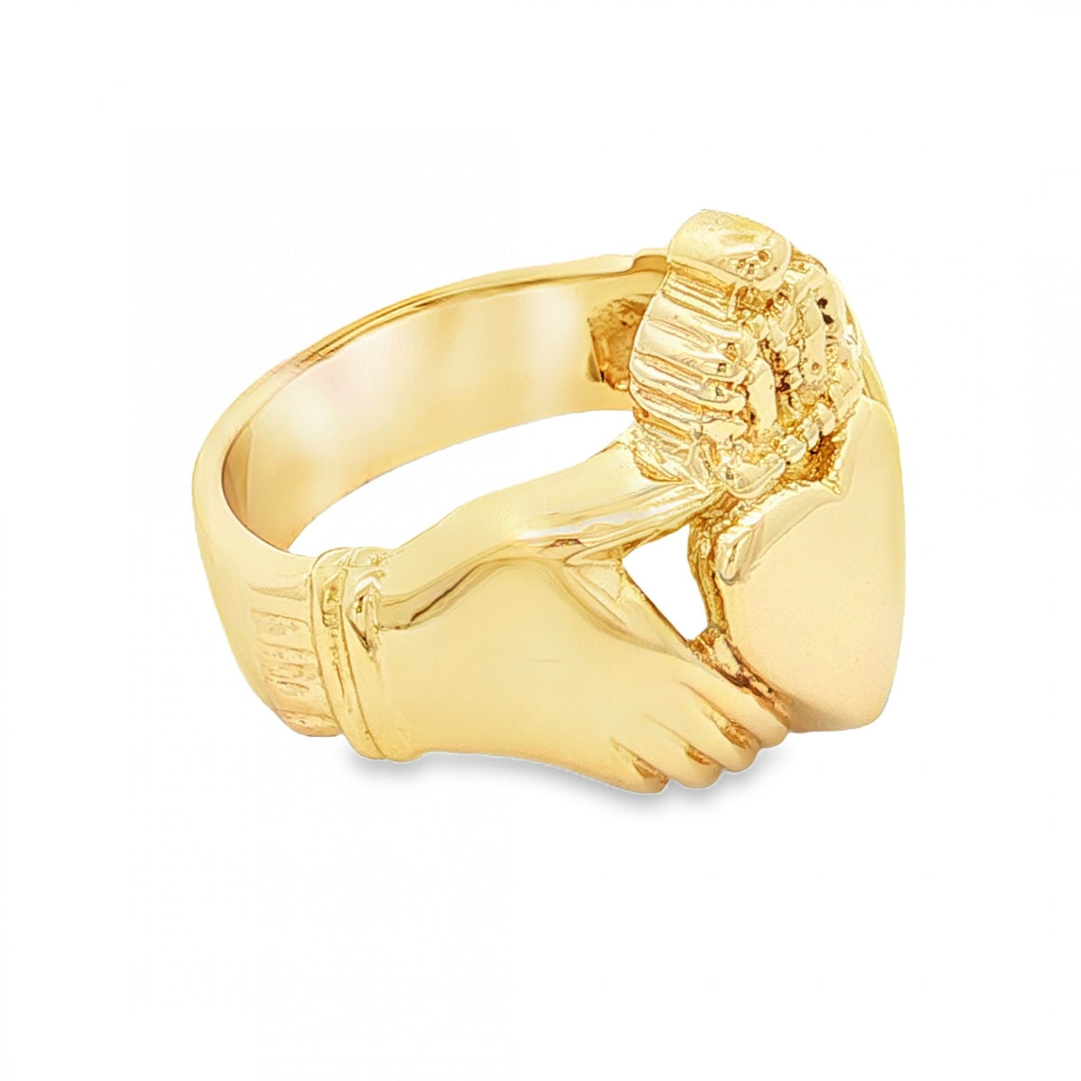 9ct Yellow Gold Heavy Claddagh Ring - Size Z½ - 23mm