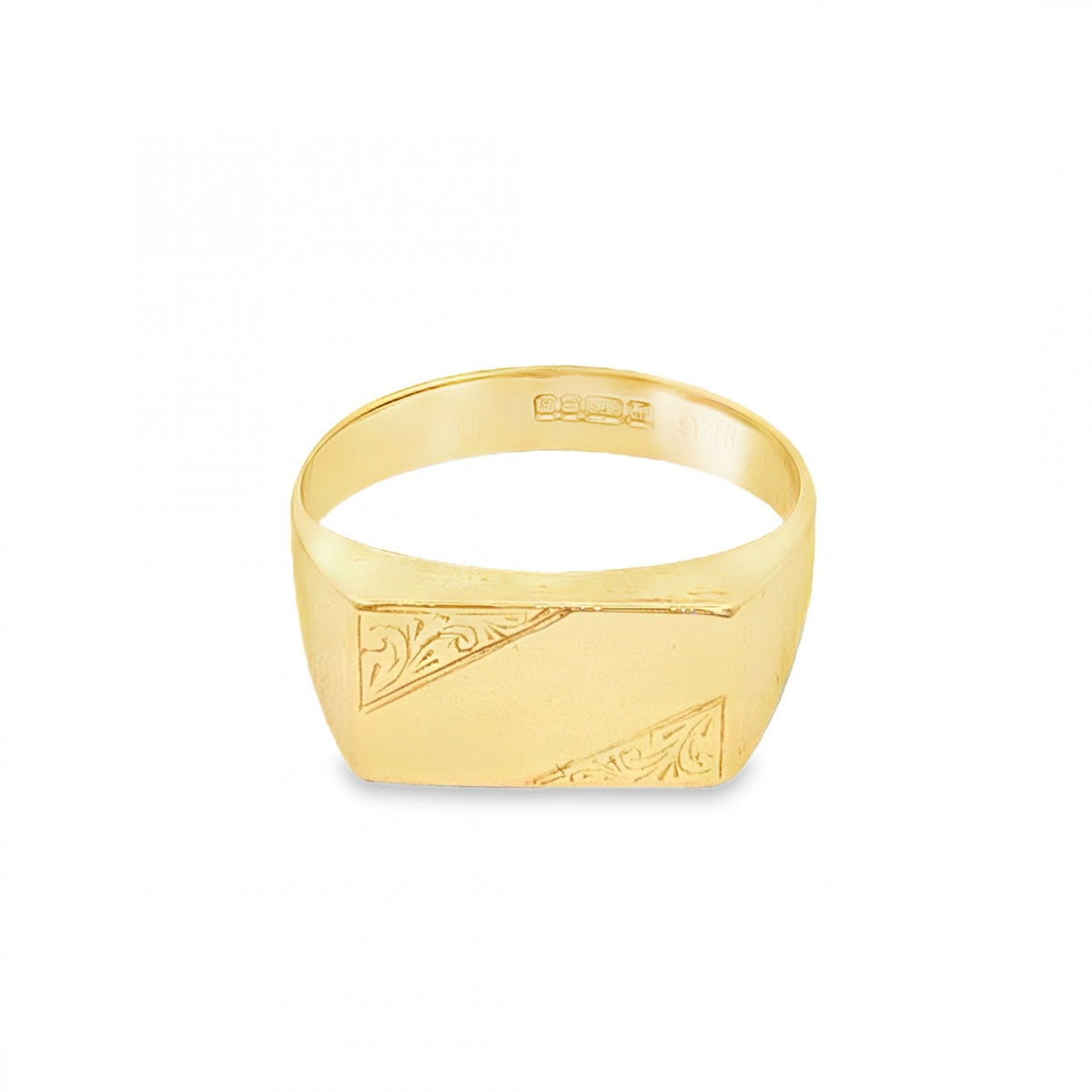 9ct Yellow Gold Rectangular Signet Ring - Size O - 7x13mm