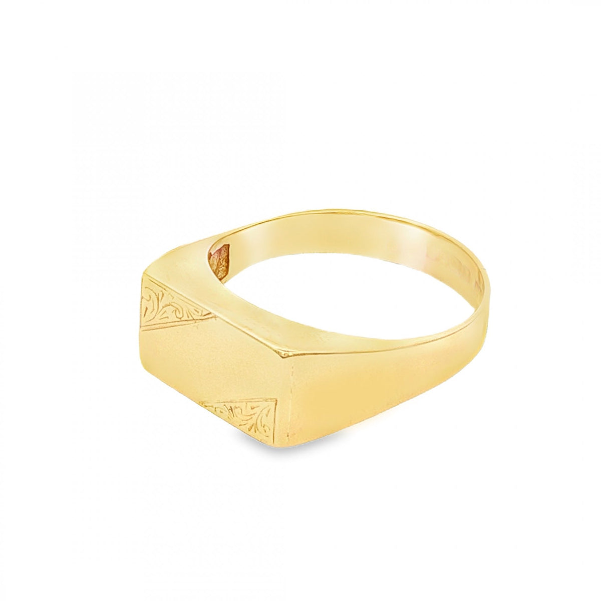 9ct Yellow Gold Rectangular Signet Ring - Size O - 7x13mm
