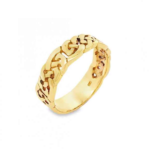 9ct Yellow Gold Open Celtic Band - Size Q½ - 6mm