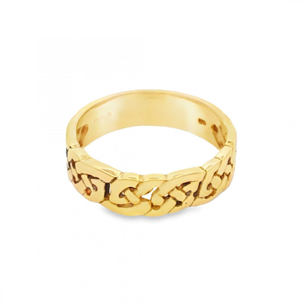 9ct Yellow Gold Open Celtic Band - Size Q½ - 6mm