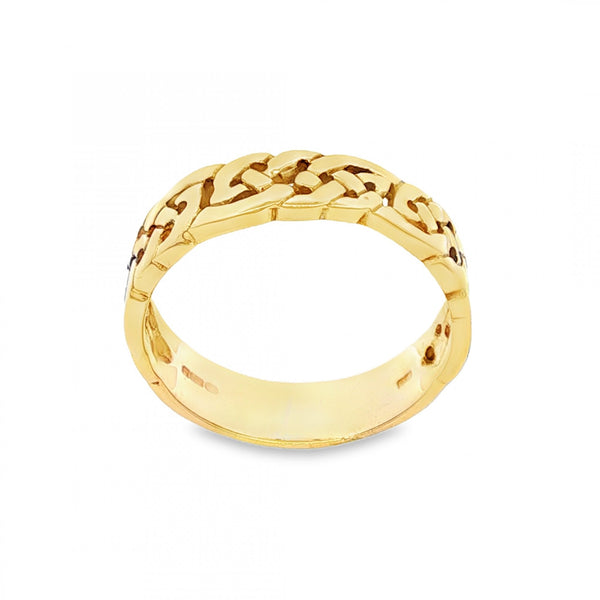 9ct Yellow Gold Open Celtic Band - Size Q½ - 6mm
