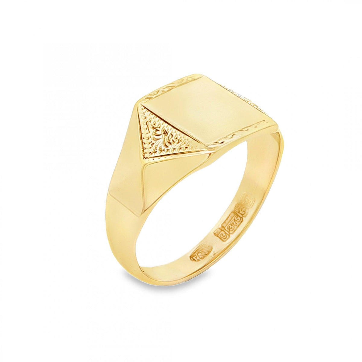 9ct Yellow Gold Square Signet Ring - Size U - 12mm
