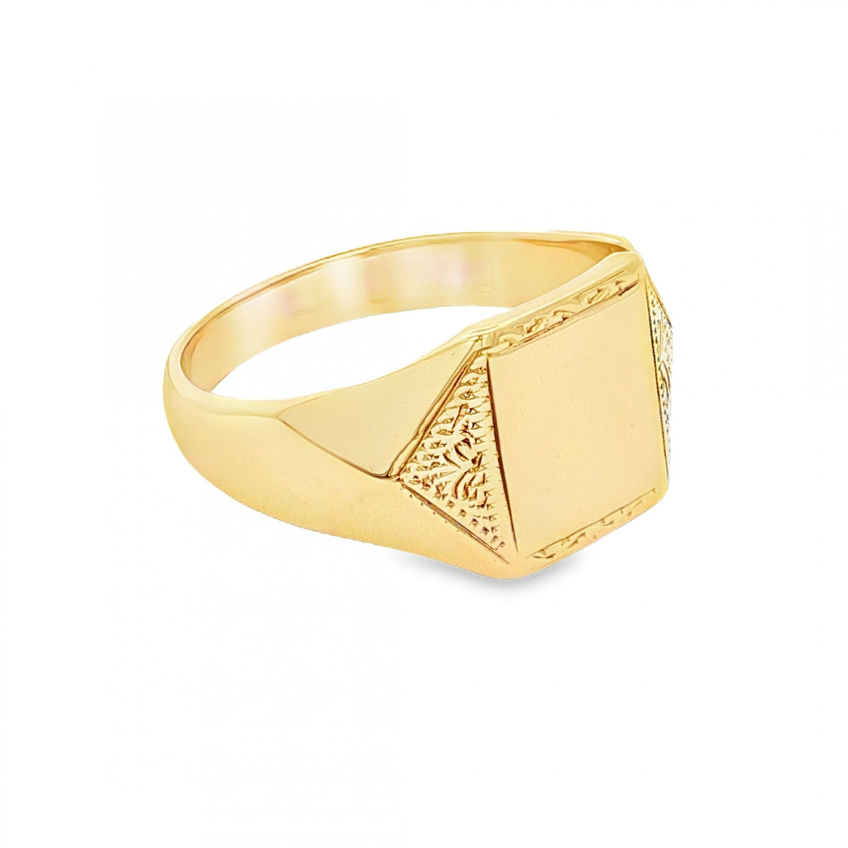 9ct Yellow Gold Square Signet Ring - Size U - 12mm