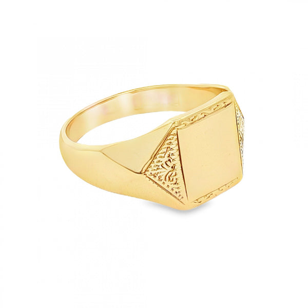 9ct Yellow Gold Square Signet Ring - Size U - 12mm
