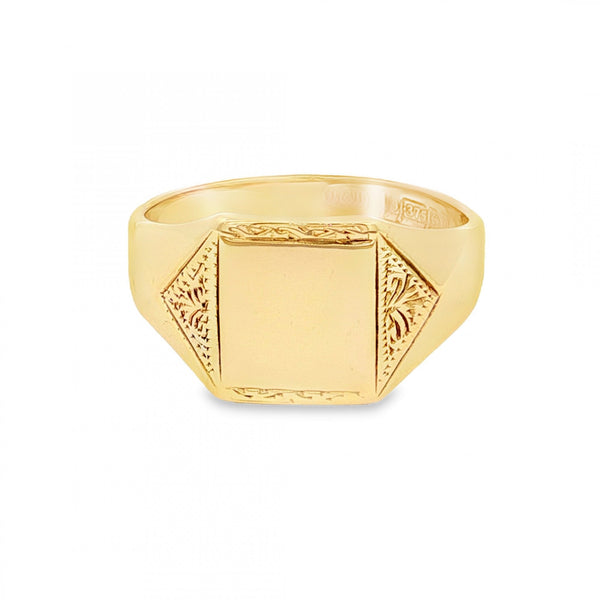 9ct Yellow Gold Square Signet Ring - Size U - 12mm