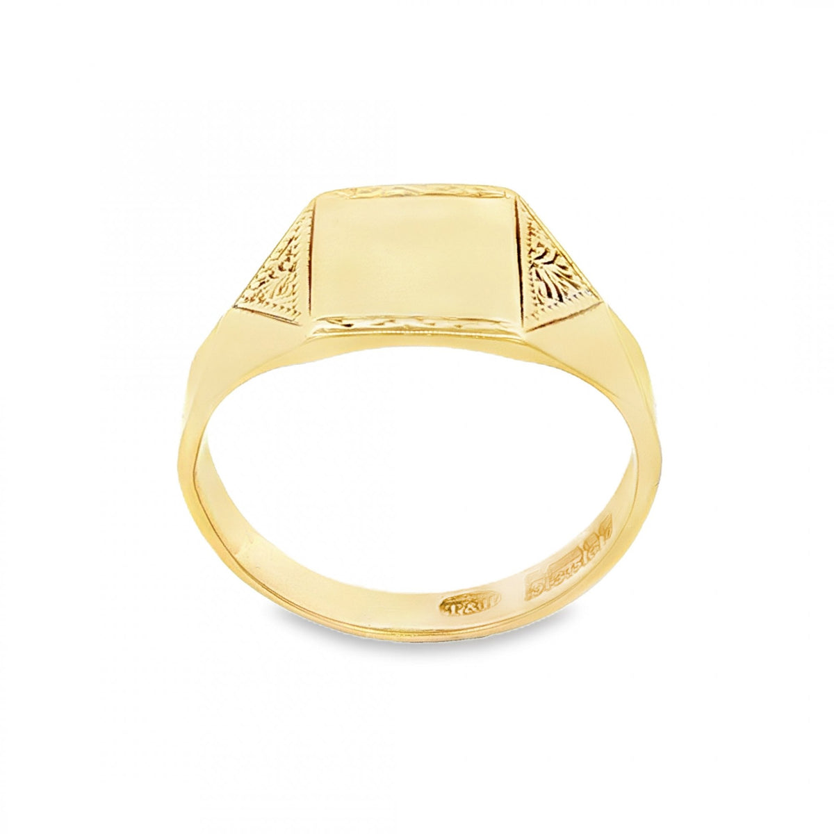 9ct Yellow Gold Square Signet Ring - Size U - 12mm