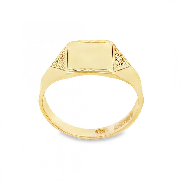 9ct Yellow Gold Square Signet Ring - Size U - 12mm