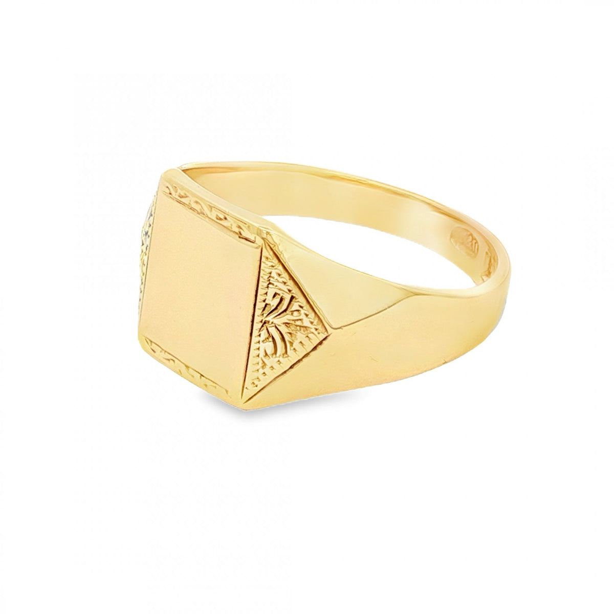 9ct Yellow Gold Square Signet Ring - Size U - 12mm