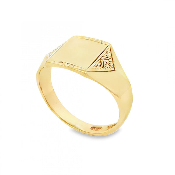 9ct Yellow Gold Square Signet Ring - Size U - 12mm