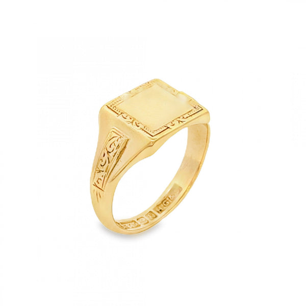 9ct Yellow Gold Square Pinky Signet Ring - Size H½ - 9mm