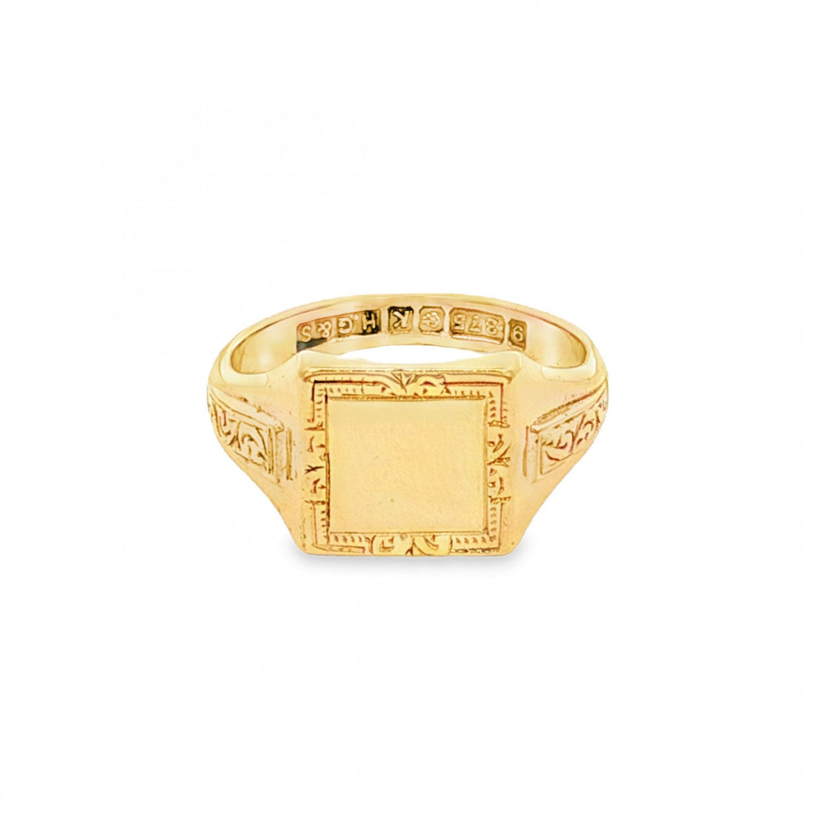 9ct Yellow Gold Square Pinky Signet Ring - Size H½ - 9mm