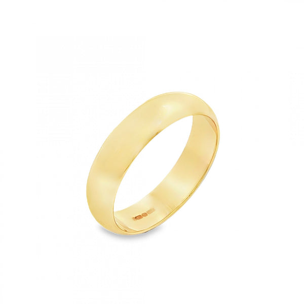 9ct Yellow Gold D-Shape Wedding Band - Size P½ - 5mm