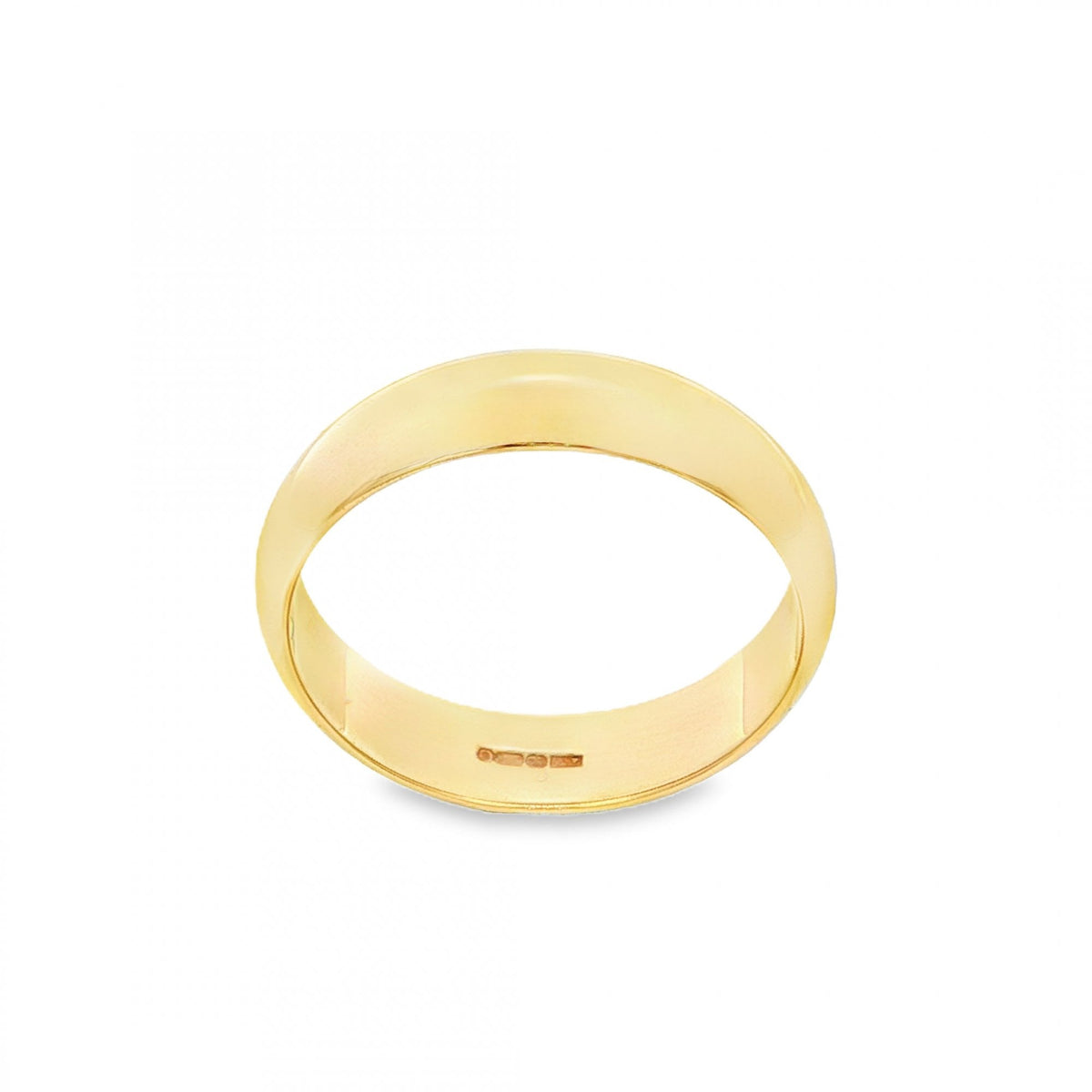 9ct Yellow Gold D-Shape Wedding Band - Size P½ - 5mm