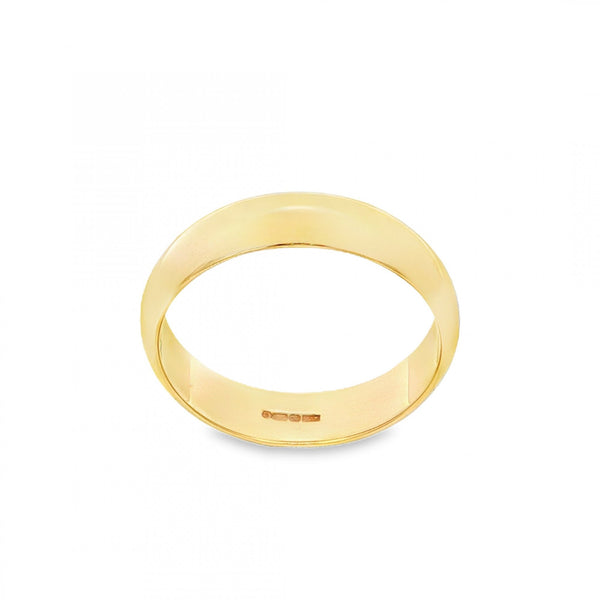 9ct Yellow Gold D-Shape Wedding Band - Size P½ - 5mm