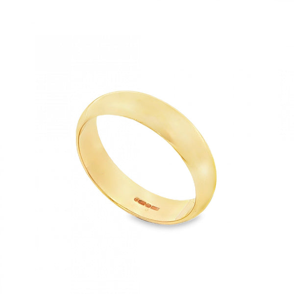 9ct Yellow Gold D-Shape Wedding Band - Size P½ - 5mm