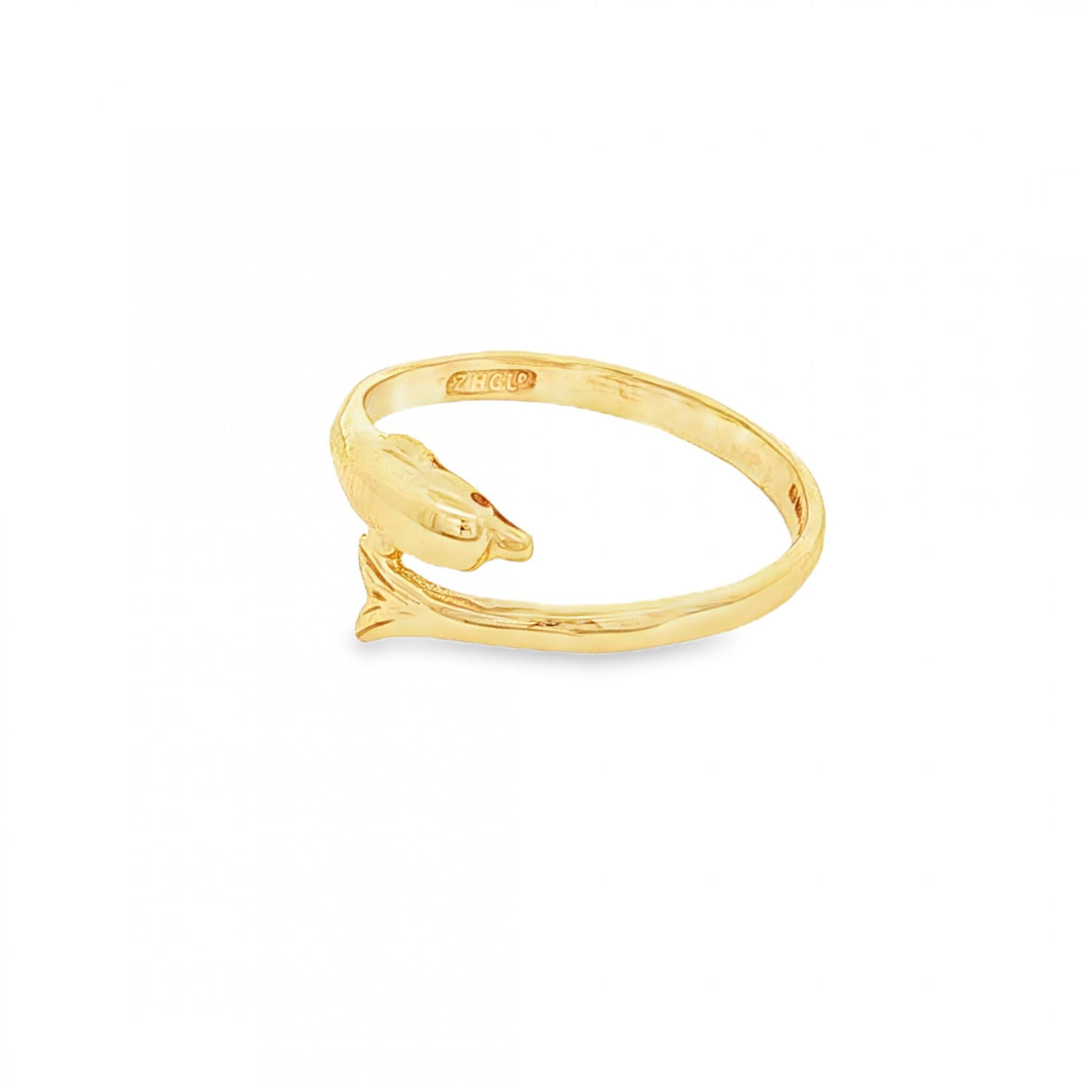 9ct Yellow Gold Dolphin Ring - Size L - 8mm
