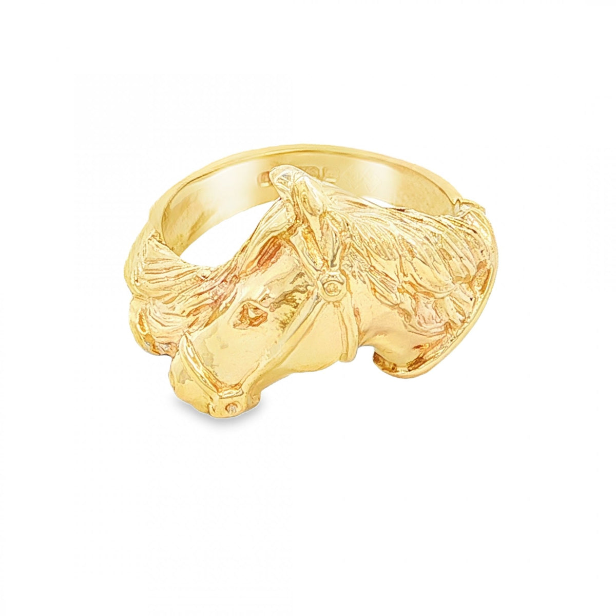 9ct Yellow Gold Horse Head Ring - Size L½ - 15mm