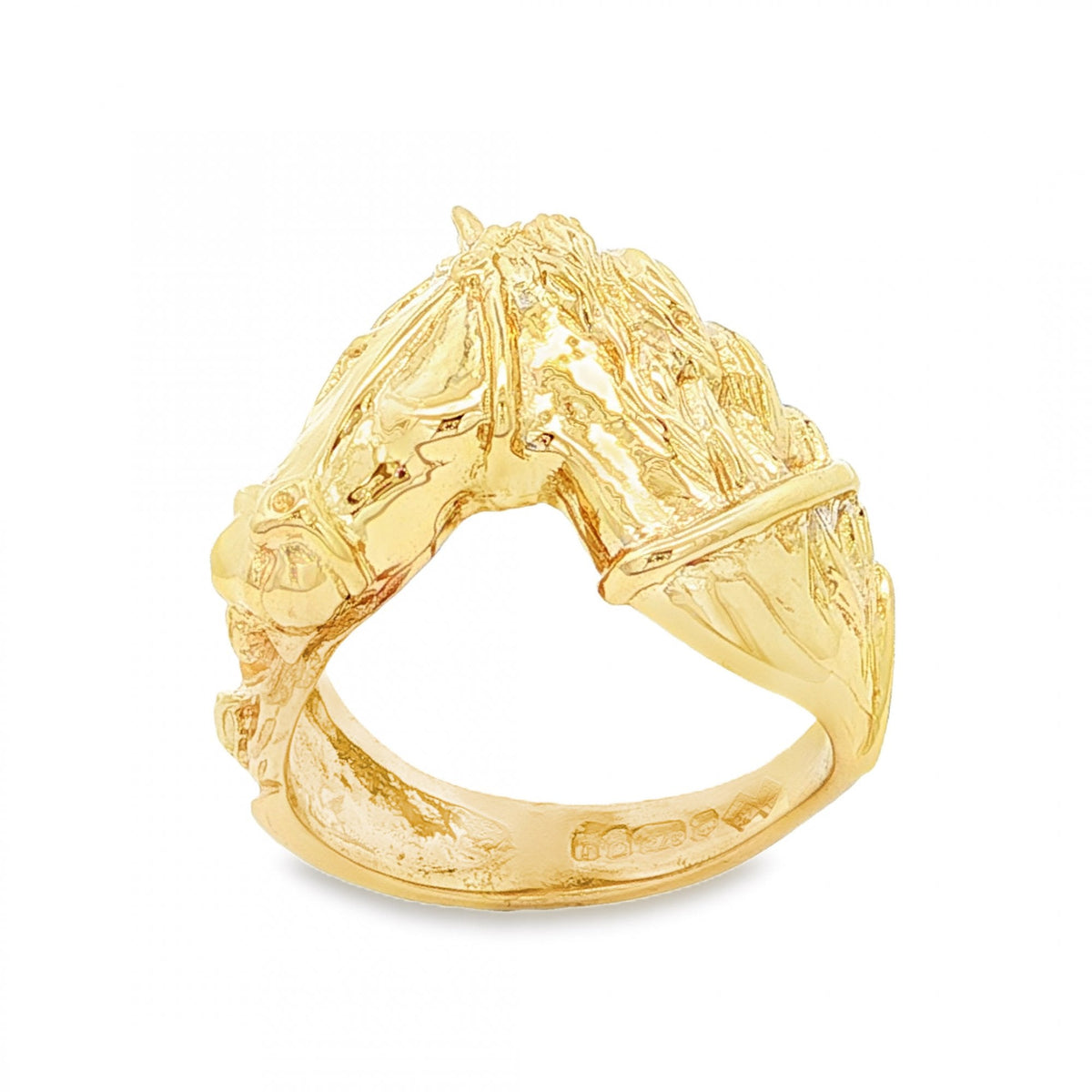 9ct Yellow Gold Horse Head Ring - Size L½ - 15mm