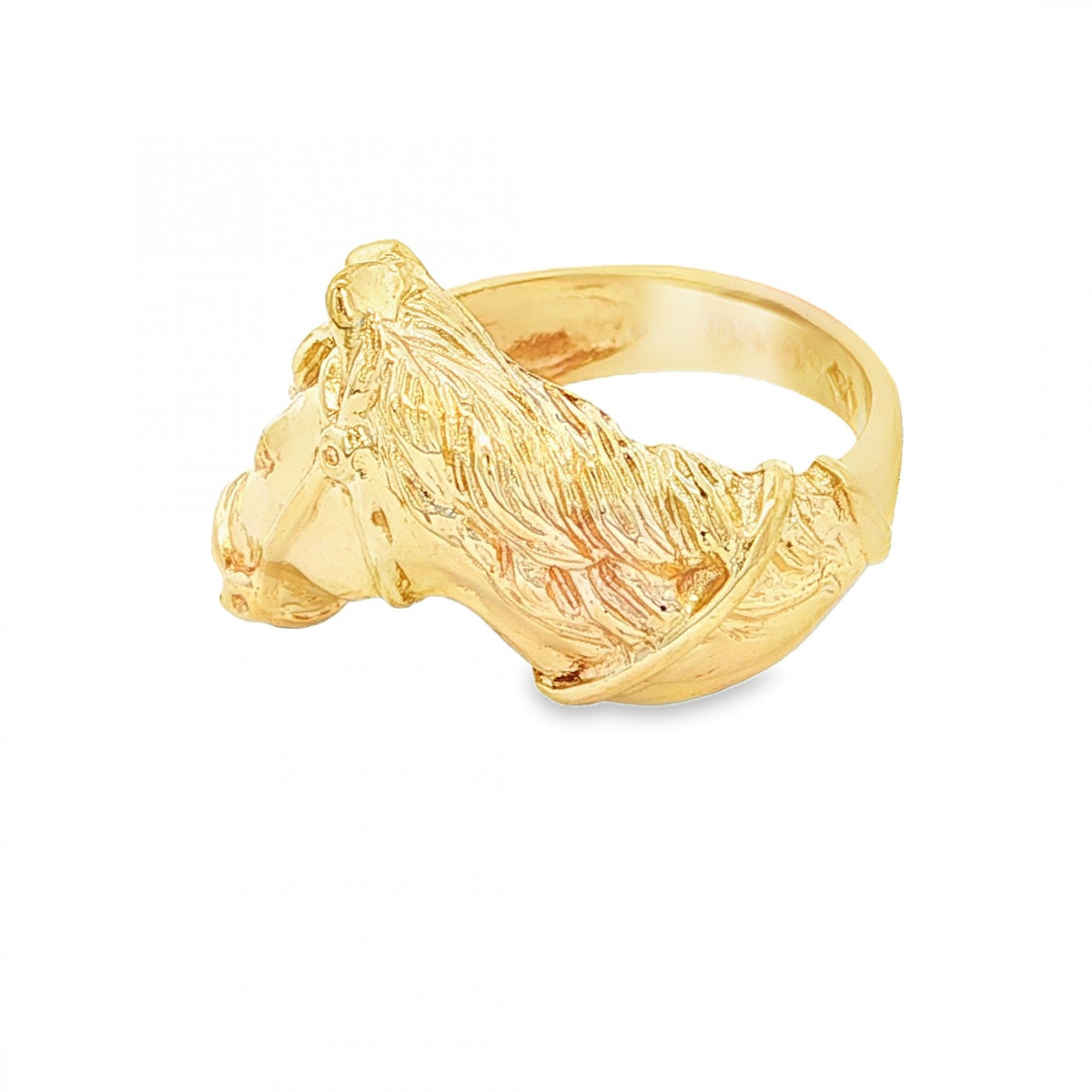 9ct Yellow Gold Horse Head Ring - Size L½ - 15mm