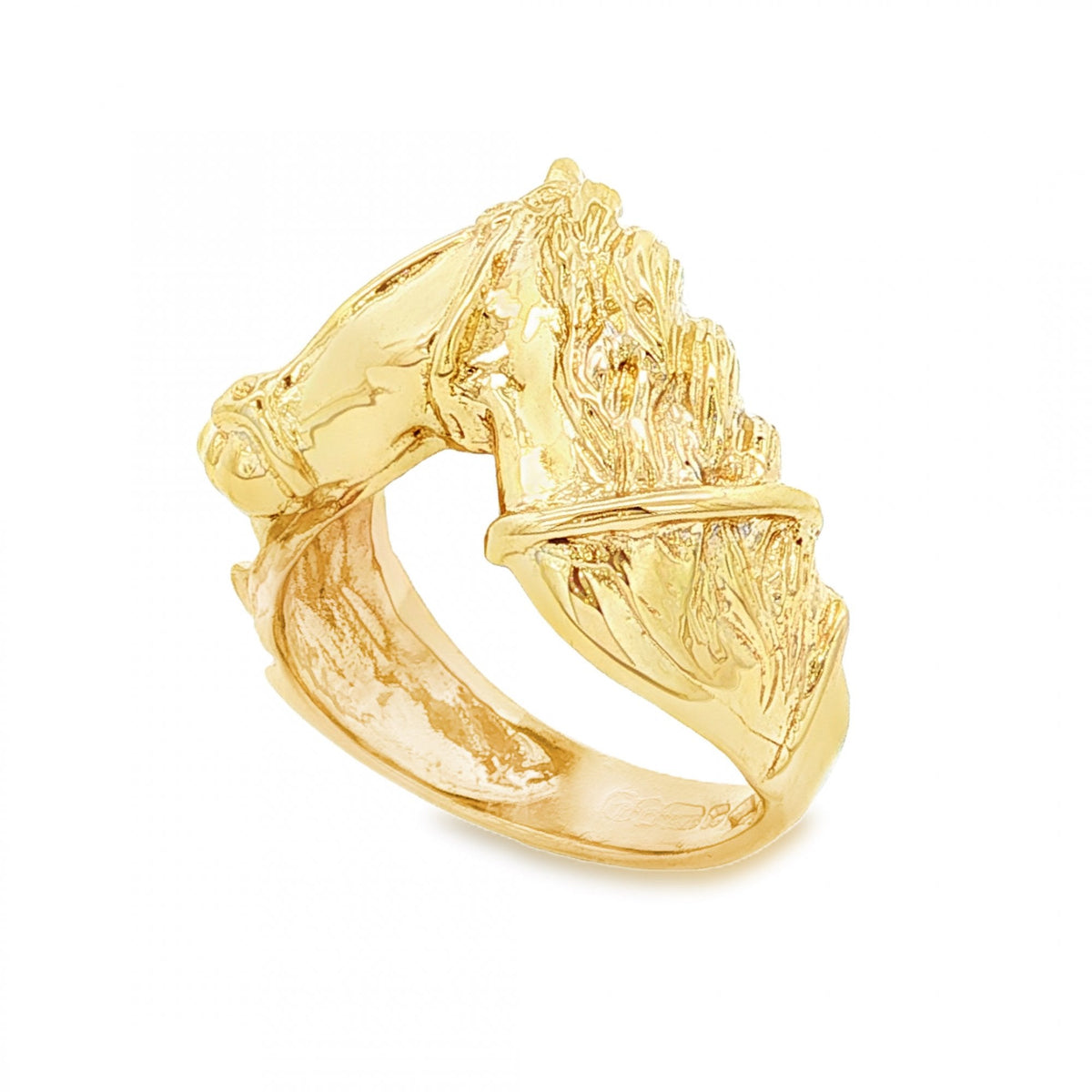 9ct Yellow Gold Horse Head Ring - Size L½ - 15mm
