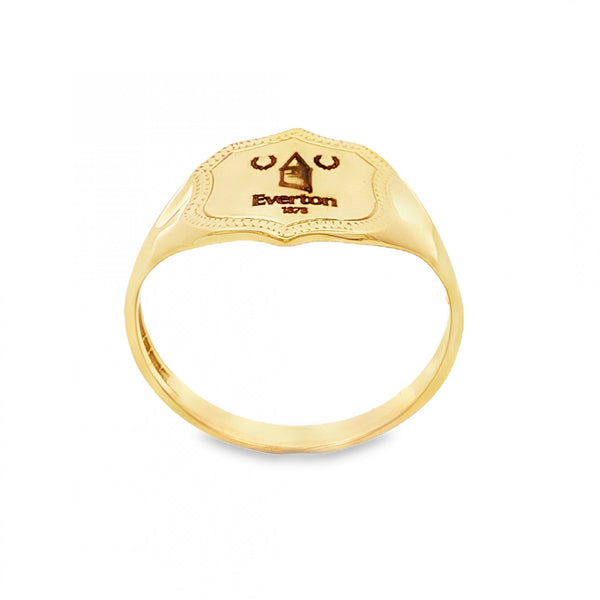 9ct Yellow Gold Everton-Engraved Shield Ring - Size S - 13mm