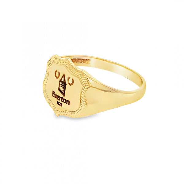 9ct Yellow Gold Everton-Engraved Shield Ring - Size S - 13mm