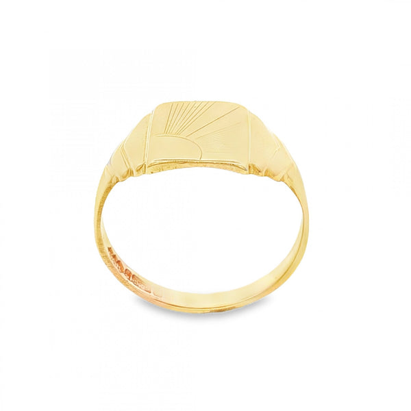 9ct Yellow Gold Rectangular Sun Signet Ring - Size R½ - 12mm
