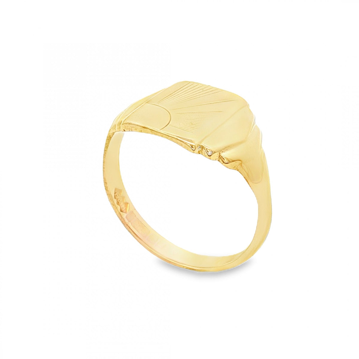9ct Yellow Gold Rectangular Sun Signet Ring - Size R½ - 12mm