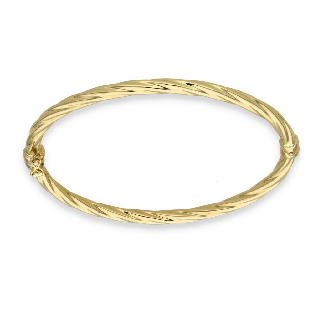 9ct Yellow Gold Hollow Twist Bangle - 17.5cm - 4.6g
