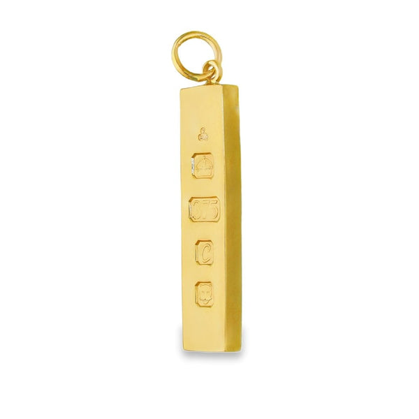 9ct Yellow Gold Heavy Ingot Pendant - 11x49x5mm - 30.2g